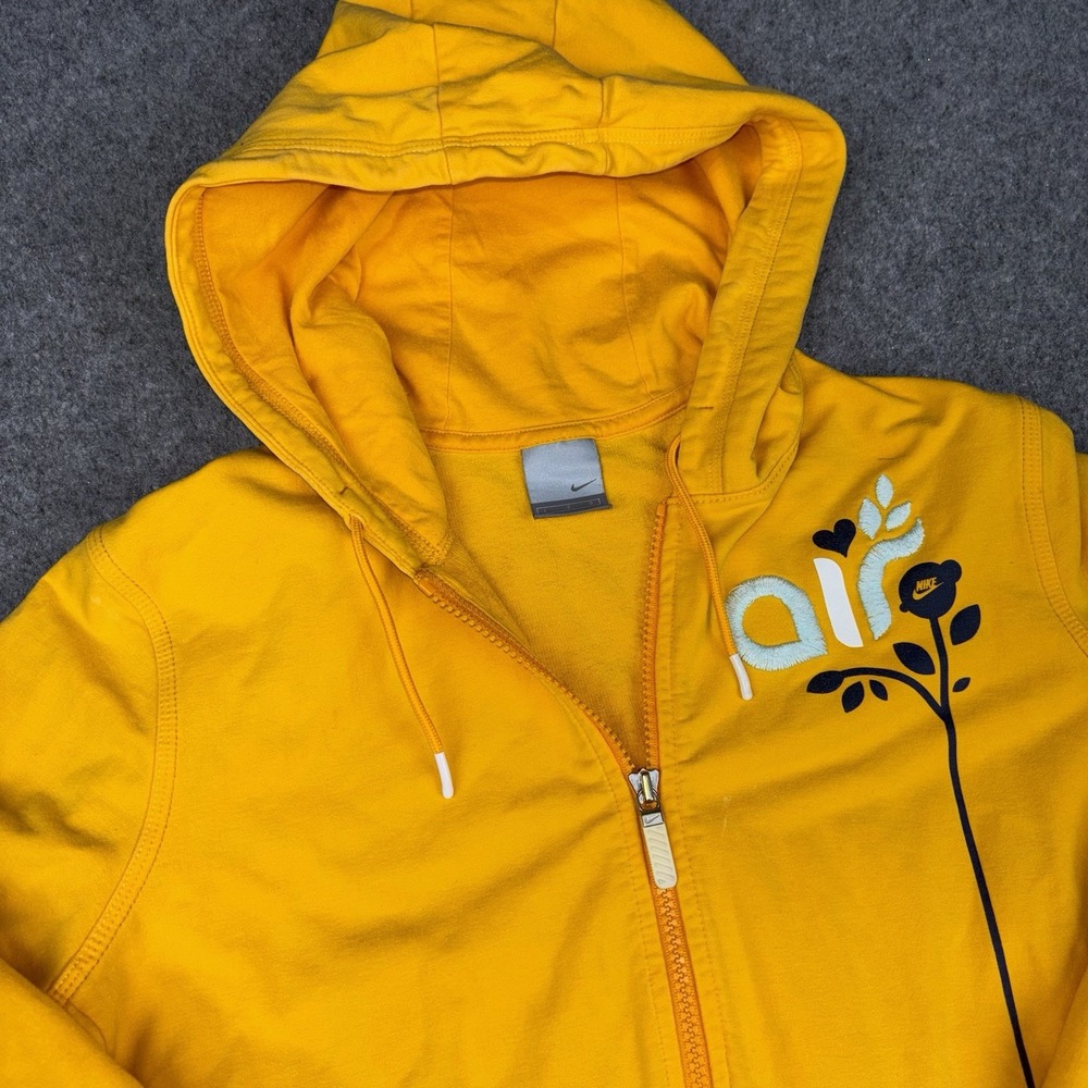 Nike Air Heritage Jacket Women's Large Yellow Full Zip Athletic Hooded Floral